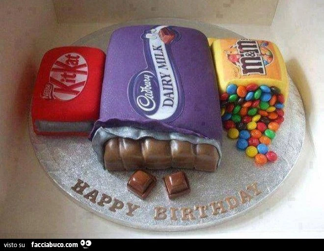 torte kitekat dairy milk m&m's