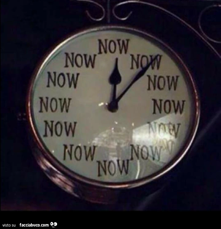 Orologio con tutti NOW al posto delle ore