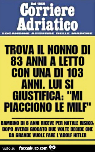 Trova il nonno di 83 anni a letto con una di 103 anni. Lui si giustifica: mi piacciono le MILF