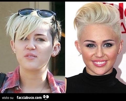 Miley Cyrus con e senza trucco