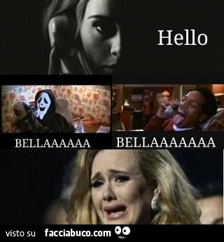 Adele risponde al telefono: Hello. Ghostface e Eddie Murphy rispondono: Bella. Adele piange
