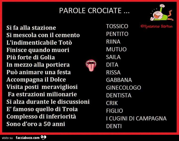 Parole crociate. Si fa alla stazione: tossico. Si mescola con il cemento: pentito