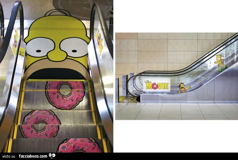 pubblicità scala mobile film dei simpson homer mangia ciambelle