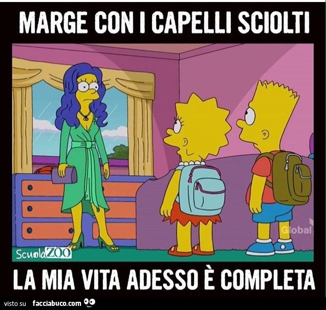 Marge con i capelli sciolti, la mia vita adesso è completa