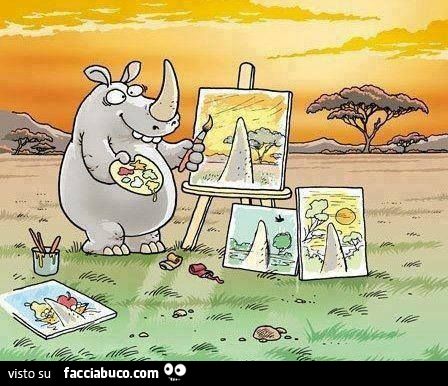 rinoceronte ritratti nella savana vignetta