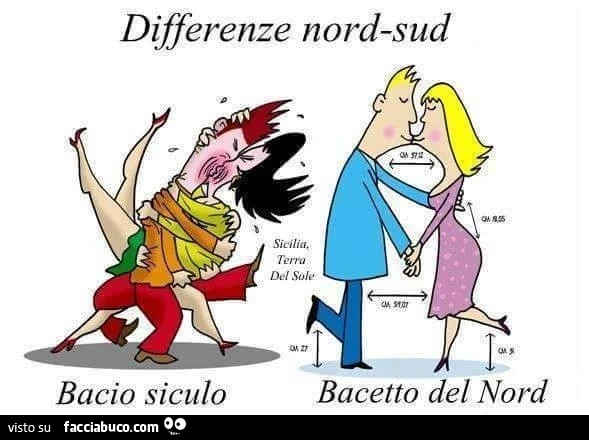 Differenze Nord-Sud: bacio siculo e bacetto del nord