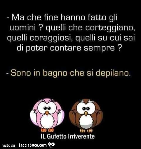 Ma che fine hanno fatto gli uomini? Quelli che corteggiano, quelli coraggiosi, quelli su cui sai di poter contare sempre? Sono in bagno che si depilano