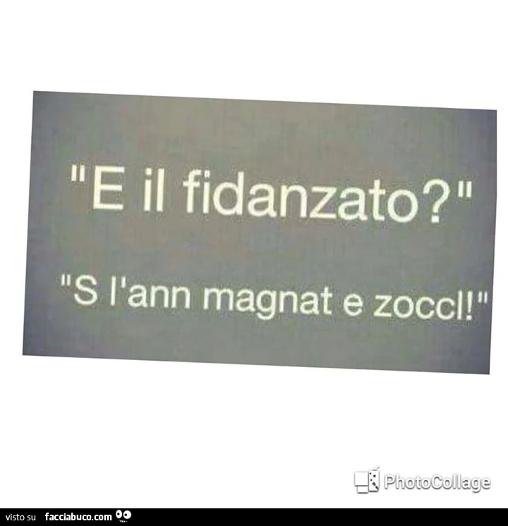 E il fidanzato? S l'ann magnat e zoccl