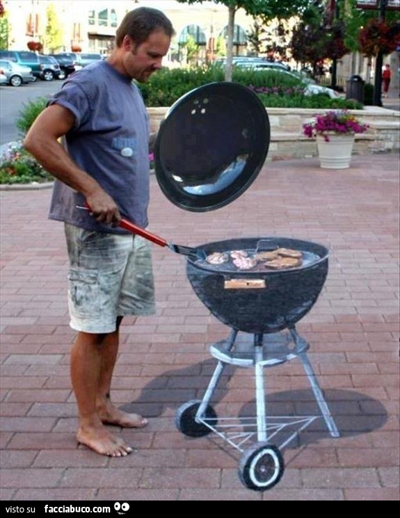 barbecue disegnato a terra