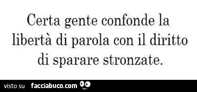 Certa gente confonde la libertà di parola con il diritto di sparare stronzate