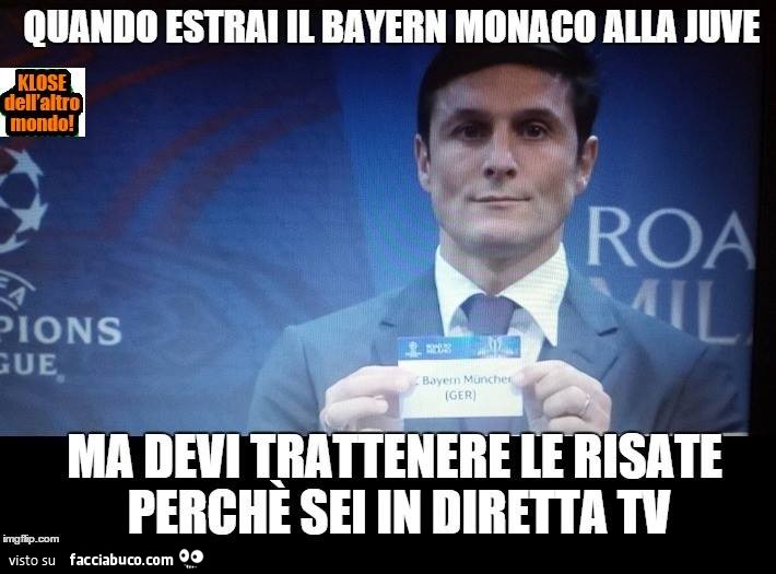 Javier Zanetti sorteggio: quando estrai il Bayern Monaco alla Juve, ma devi trattenere le risate perchè sei in diretta TV