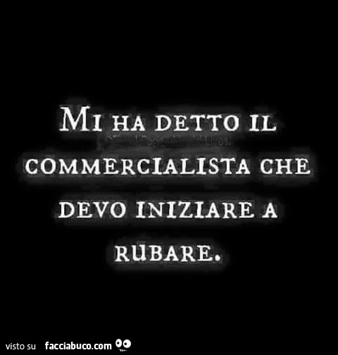 Mi ha detto il commercialista che devo iniziare a rubare