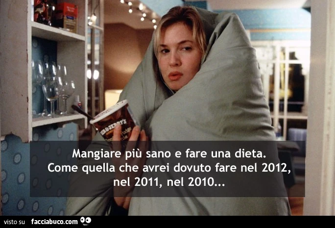 Mangiare più sano e fare una dieta. Come quella che avrei dovuto fare nel 2012, nel 2011, nel 2010