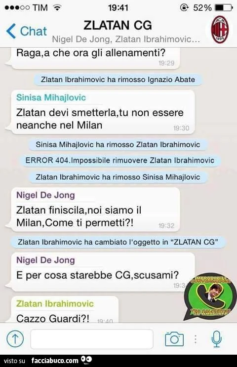 Il grande Ibra nella chat del Milan