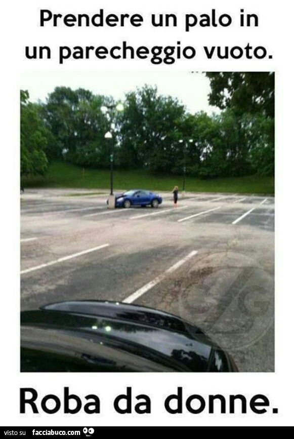 Prendere un palo in un parcheggio vuoto. Roba da donne