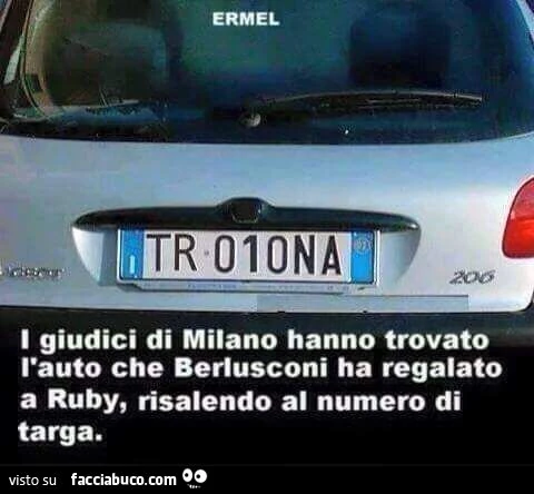 I giudici di milano hanno trovato l'auto che berlusconi ha regalato a ruby