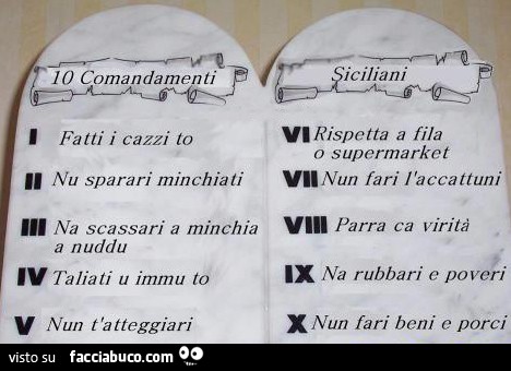 10 comandamenti siciliani - Facciabuco.com