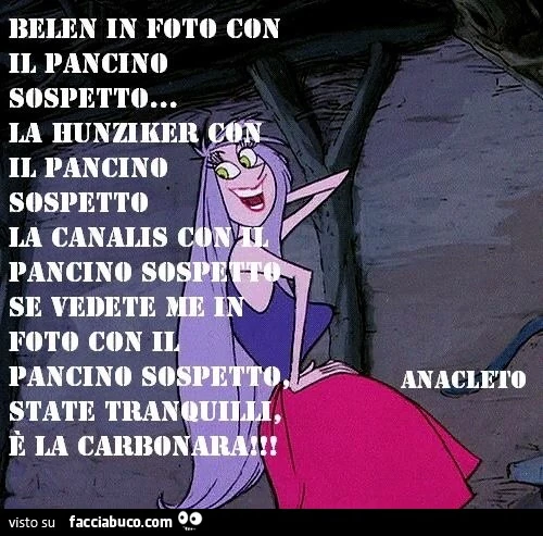 Belen in foto con il pancino sospetto, la Hunziker con il pancino sospetto, la Canalis con il pancino sospetto. Se vedete me in foto con il pancino sospetto, state tranquilli, è la carbonara