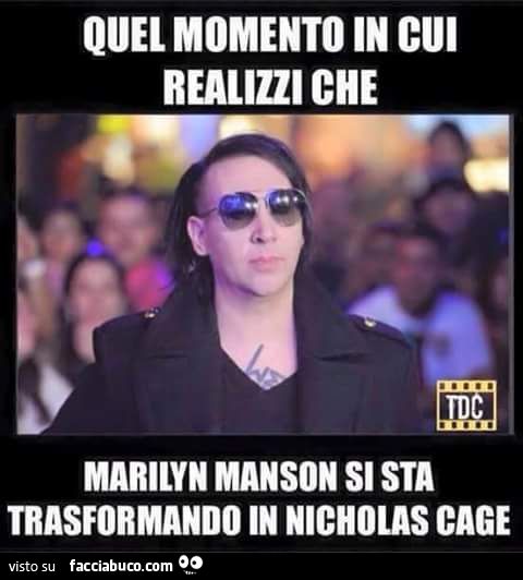 Quel momento in cui realizzi che Marilyn Manson si sta trasformando in Nicholas Cage