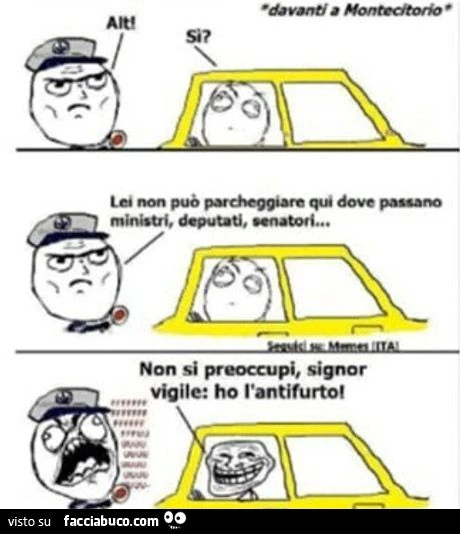meme parcheggiare davanti a montecitorio ma il vigile non vuole