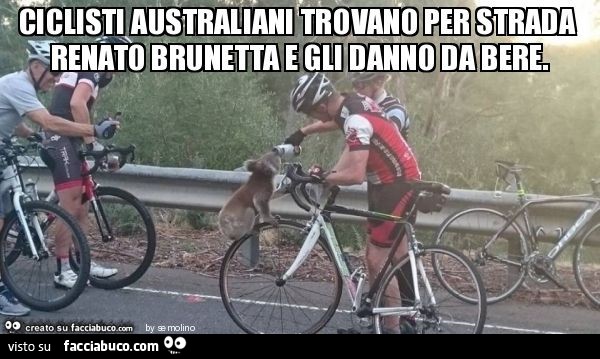 Ciclisti Australiani trovano per strada Renato Brunetta e gli danno da bere