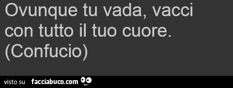 Ovunque tu vada, vacci con tutto il tuo cuore. Confucio