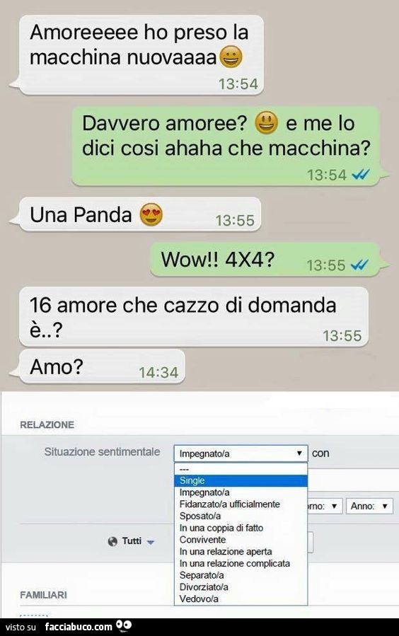 Amore Ho Preso La Macchina Nuova Davvero Amore E Me Lo Dici Cosi Che Macchina Condiviso Da To56ny Facciabuco Com