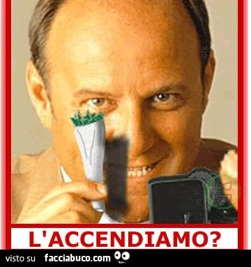 Gerry Scotti con la canna in mano. L'accendiamo?