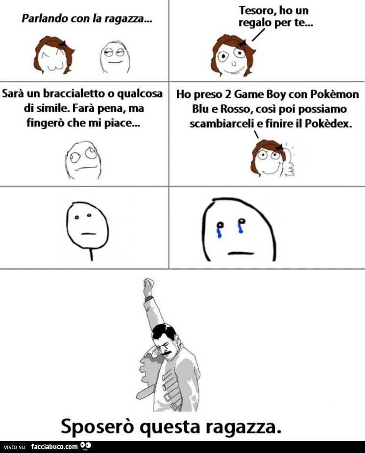 meme ragazza regala pokemon blu e rosso al ragazzo. Sposerò questa ragazza!