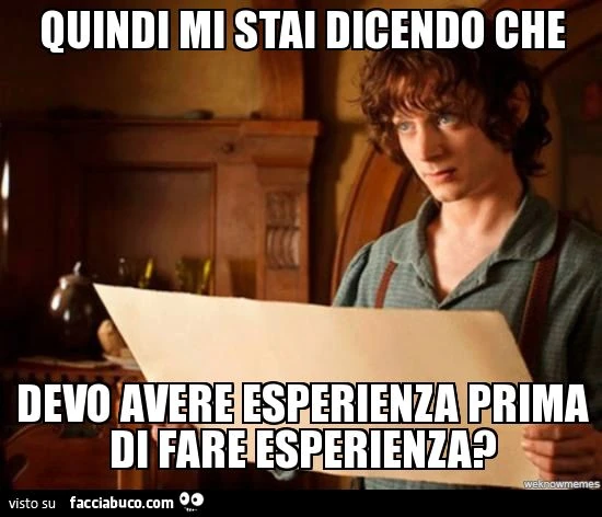 quindi mi stai dicendo che... devo avere esperienza prima di fare esperienza?
