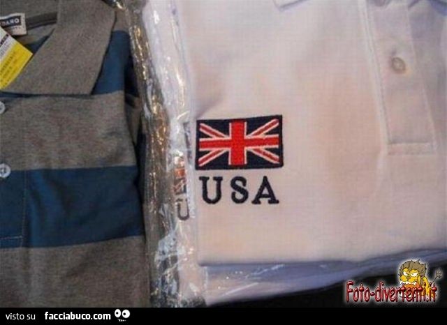 Maglietta USA con bandiera inglese. Epic Fail