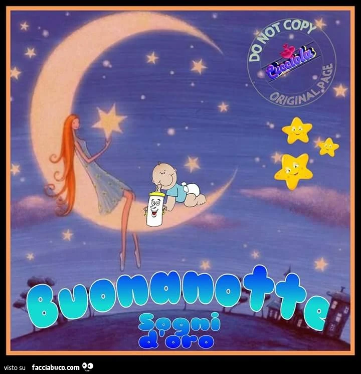 Buonanotte e sogni d'oro dal bimbo sulla luna