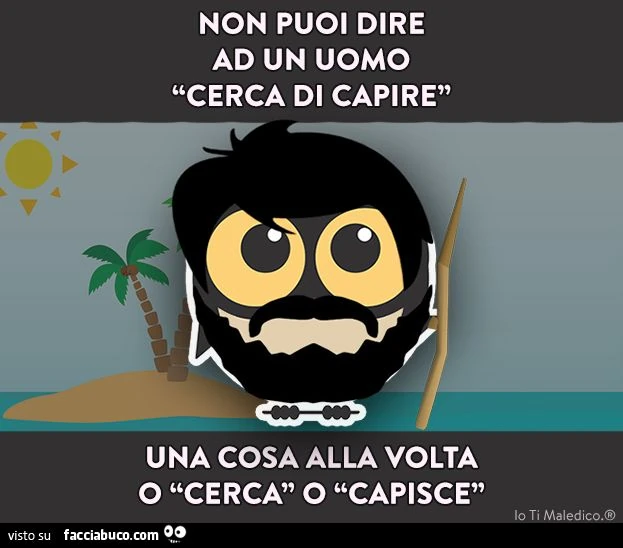 Non puoi dire ad un uomo cerca di capire... una cosa alla volta, o cerca o capisce