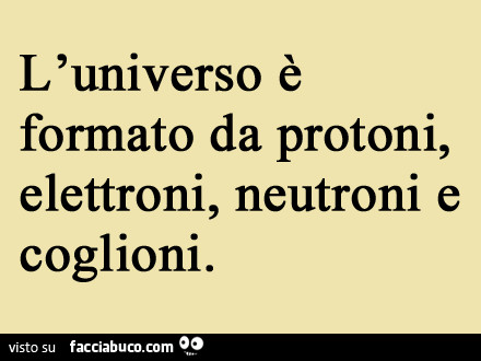 L'universo è formato da protoni, elettroni, neutroni e coglioni