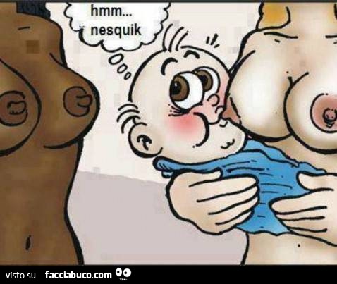 Il poppante vede le tette di una donna di colore: hmm Nesquik
