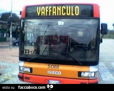 Autobus con scritto vaffanculo