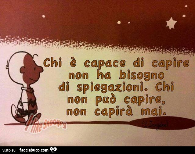 Chi è capace di capire non ha bisogno di spiegazioni. Chi non può capire, non capirà mai