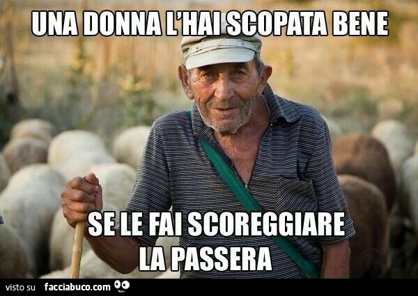Una donna l'hai scopata bene se le fai scoreggiare la passera