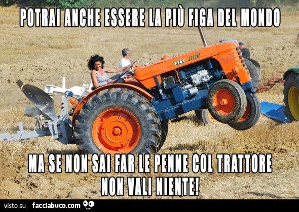 Potrai anche essere la più figa del mondo, ma se non sai far le penne col trattore non vali niente