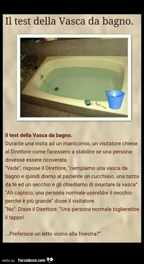 Il test della vasca da bagno