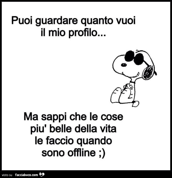 Puoi guardare quanto vuoi il mio profilo&hellip; ma sappi che le cose più belle della vita le faccio quando sono offline