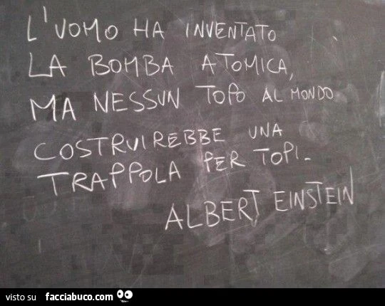 l'uomo ha inventato la bomba atomica ma nessun topo al mondo costruirebbe una trappola per topi