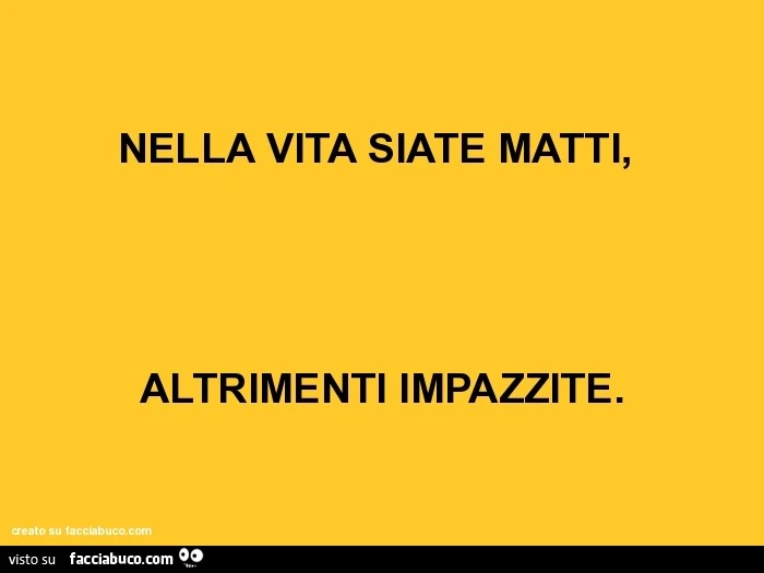 Nella vita siate matti, altrimenti impazzite
