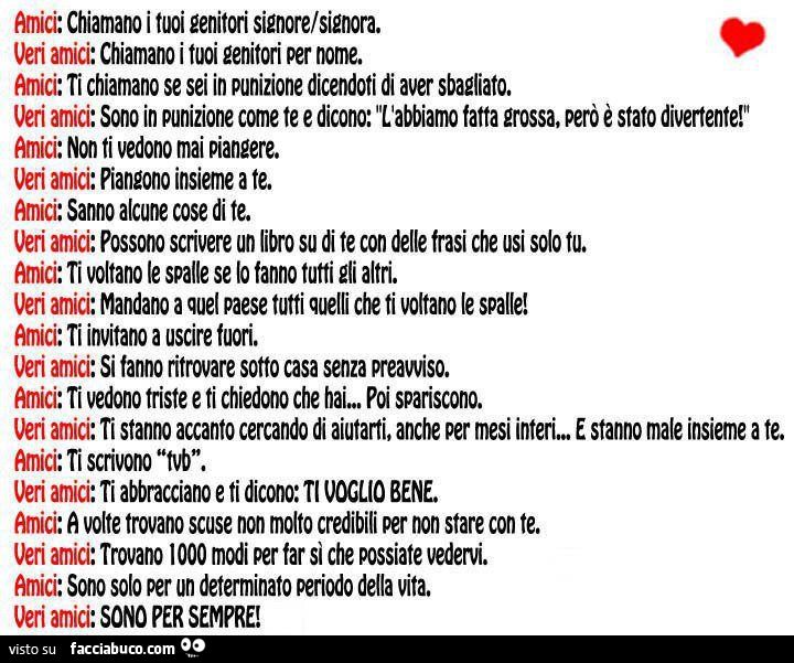 Differenza tra amici e veri amici