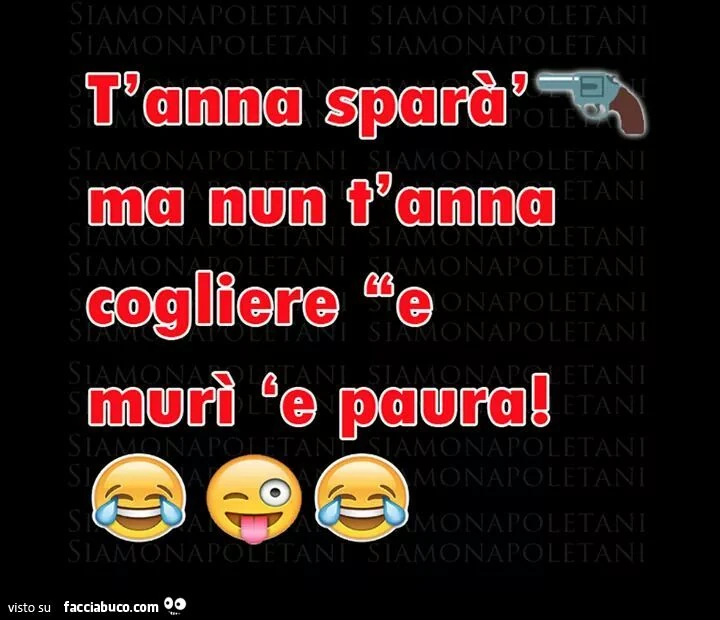 t'anna sparà ma nun t'anna cogliere e murì 'e paura