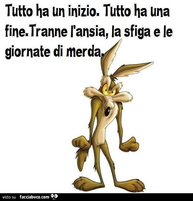 Tutto ha un inizio. Tutto ha una fine. Tranne l'ansia, la sfiga e le giornate di merda