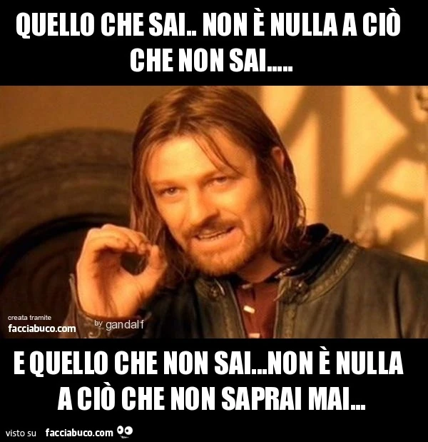 quello che sai.. non è nulla a ciò che non sai..... e quello che non sai...non è nulla a ciò che non saprai mai...