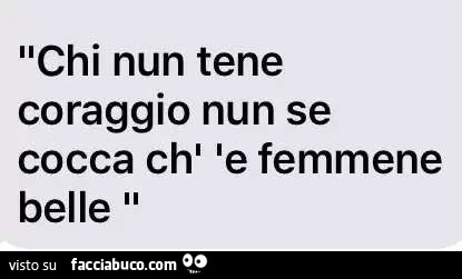 Chi nun tene coraggio nun se cocca ch e femmene belle