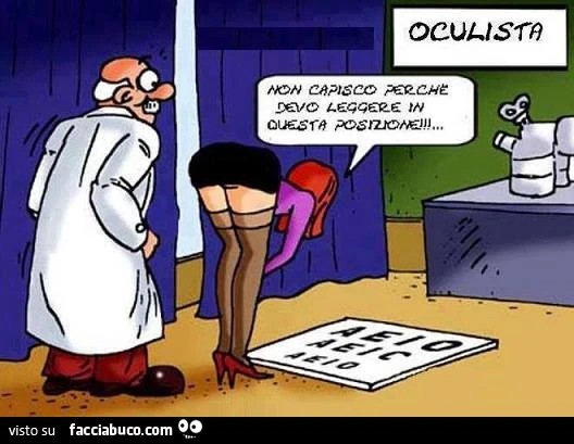 Oculista. Non capisco perchè devo leggere in questa posizione
