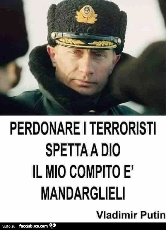 Putin: perdonare i terroristi spetta a Dio, il mio compito è mandarglieli